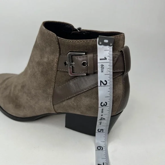 AQUATALIA Made in Italy 🇮🇹 LEATHER Farin Brushed Oil Suede Taupe Booties 8.5M
